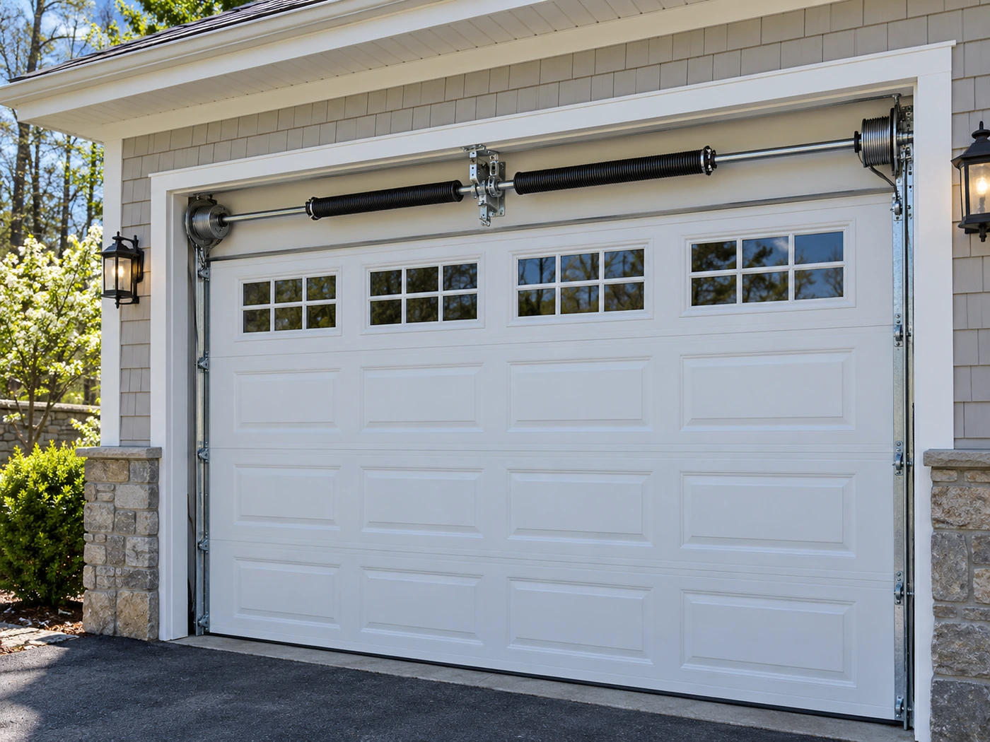 Garage Door Spring Replacement Architectural Illustration