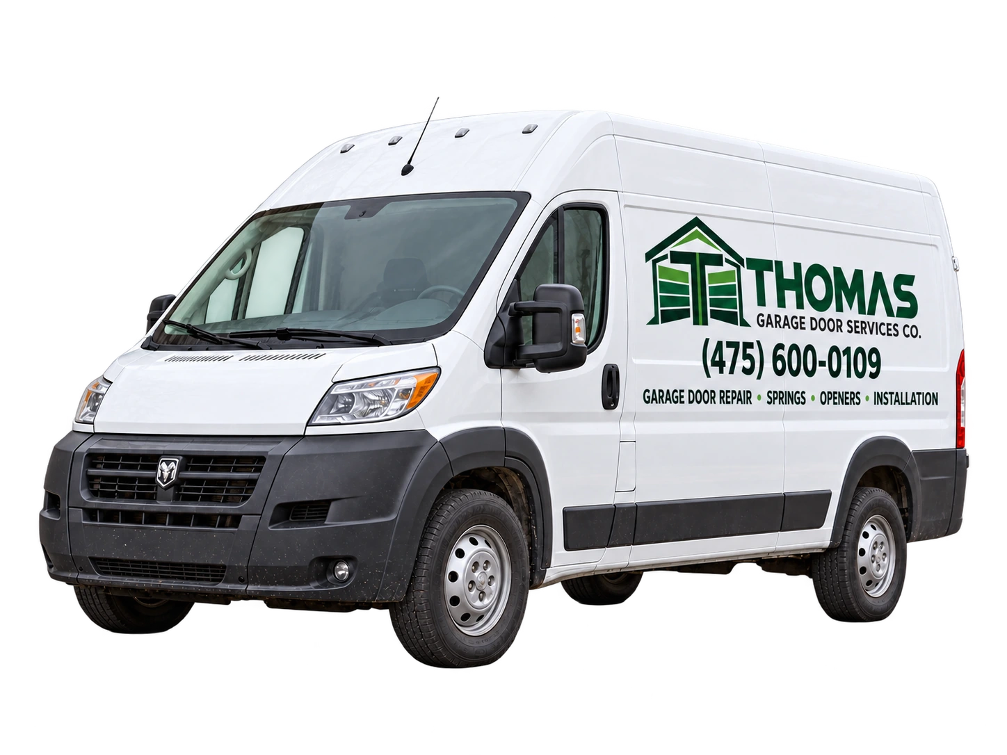 Thomas Garage Door Services Co Service Van From The Front And Side
