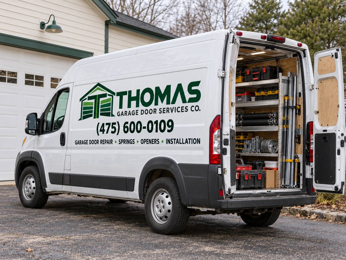 Thomas Garage Door Services Co Service Van With Rear Equipment Storage In Newtown